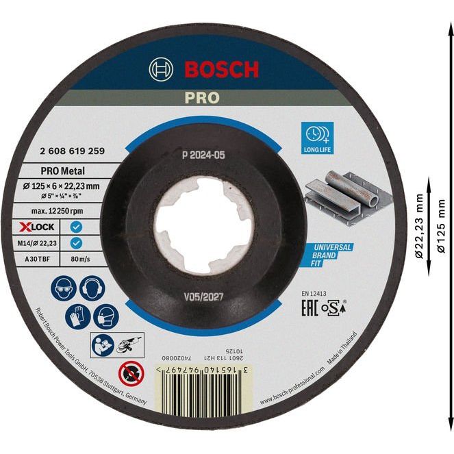 Bosch - Trenn-/Schleifscheibe PRO Metal X-Lock 2608619259 Schleifscheibe 125 x