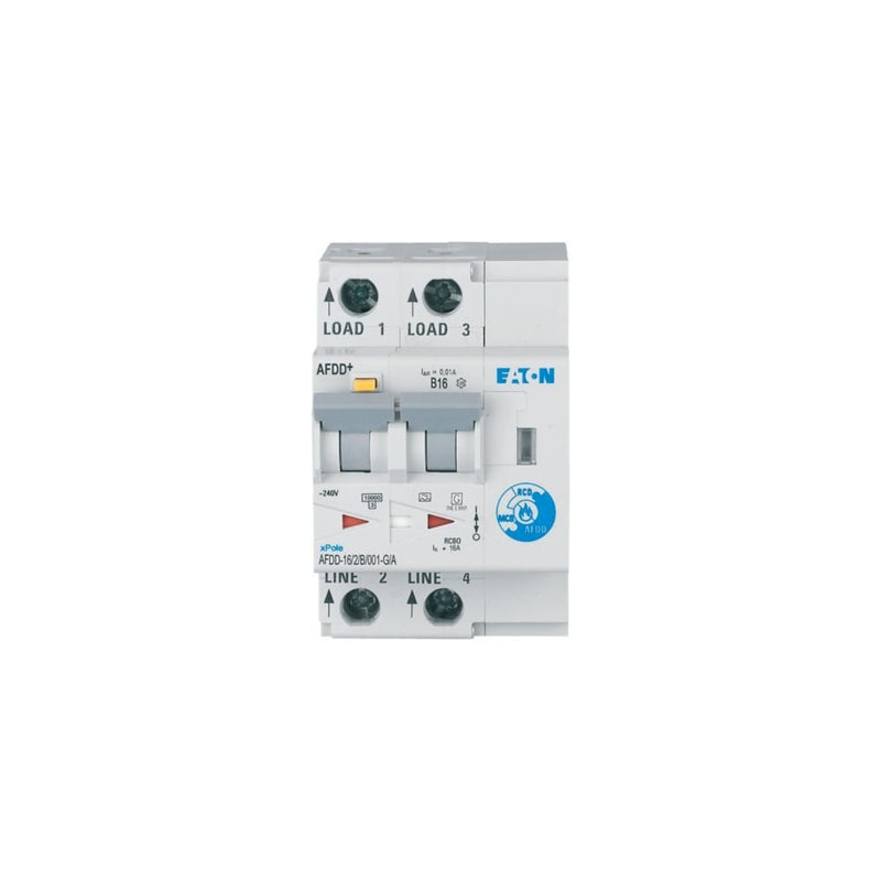 Eaton - Kombination FI-Schalter/Leitungsschutzschalter mit Zusatzeinrichtung Brandschutzschalter AFDD-16/2/B/001-G/A 2p,B,16A,10mA,TypG/A