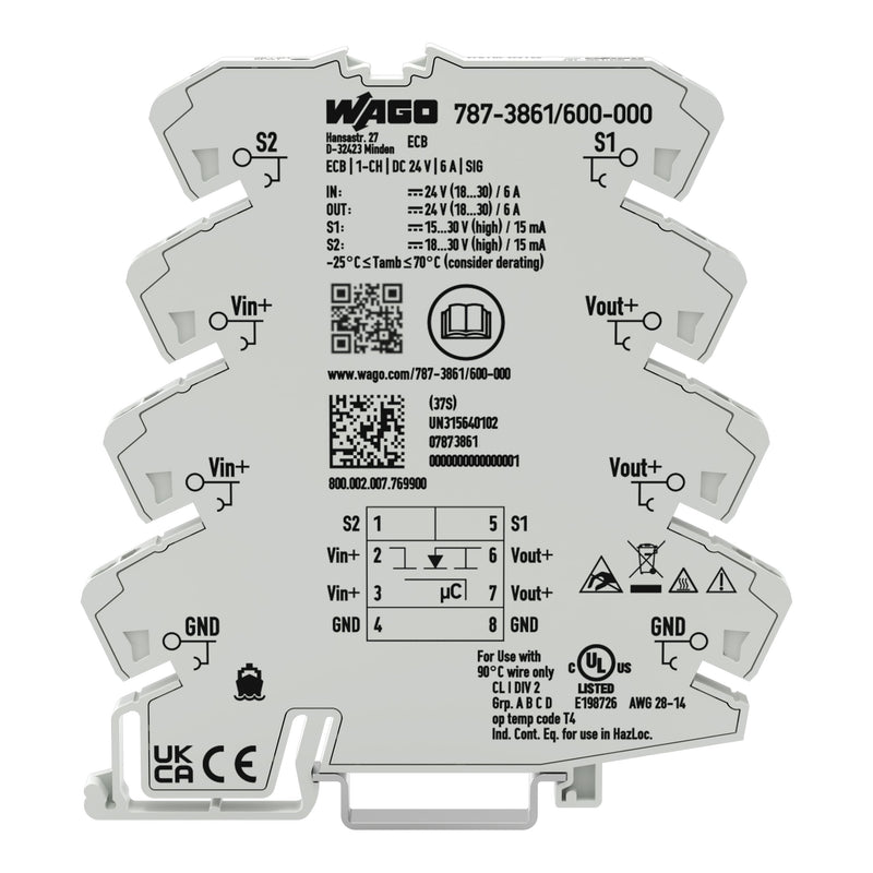 WAGO - Stromüberwachungsgerät Elektron. Schutzschalter 787-3861/600-000 1-kanalig, DC 24 V