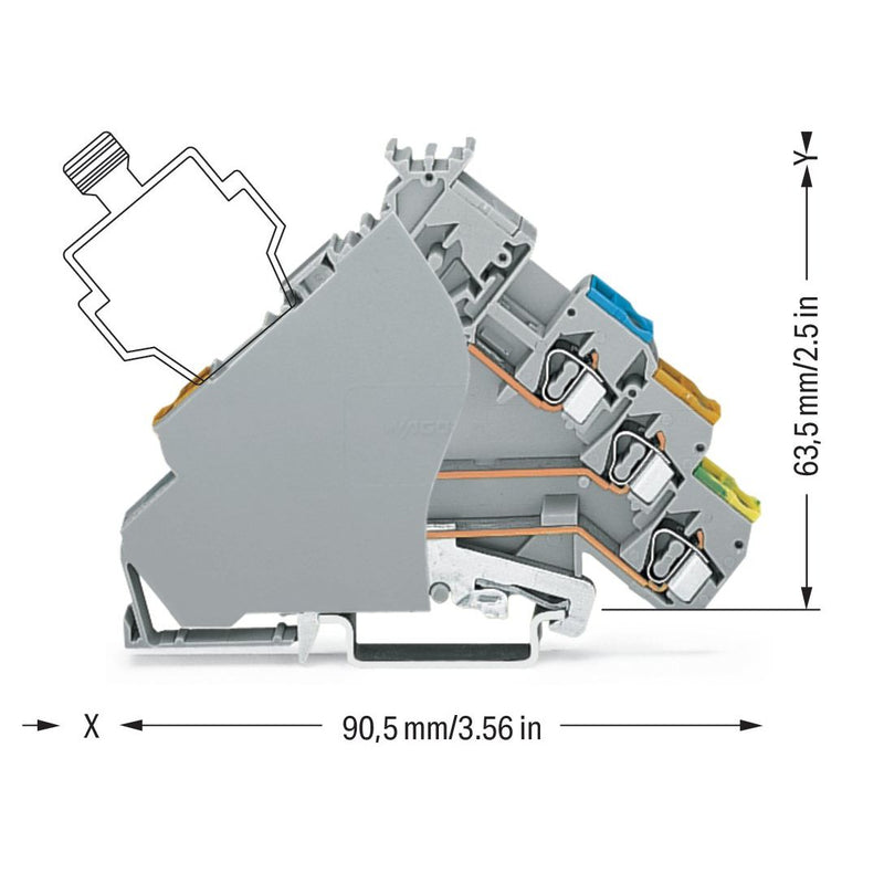 WAGO - Initiator/Aktor-Reihenklemme 3-Leiter-Aktorenklemme 280-575/280-320 m. PE-Anschluss − 50 Stück