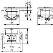 Telegärtner - Kommunikationsanschlussdose Kupfer AMJ45/B8/8 Up/50Cat.6A 100022957 apws m.2Loch Trageri − 5 Stück