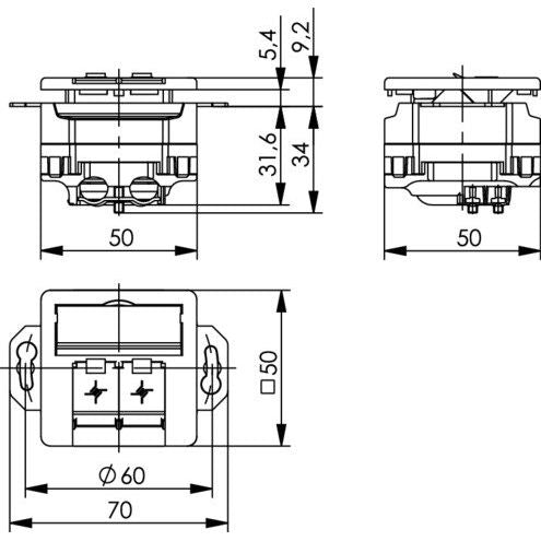 Telegärtner - Kommunikationsanschlussdose Kupfer AMJ45/B8/8 Up/50Cat.6A 100022957 apws m.2Loch Trageri − 5 Stück