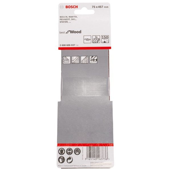 Bosch - Schleifpapier/Schleifvlies PRO X440 Schleifband, 75 x 2608606037 457 mm, G150, 3-tlg