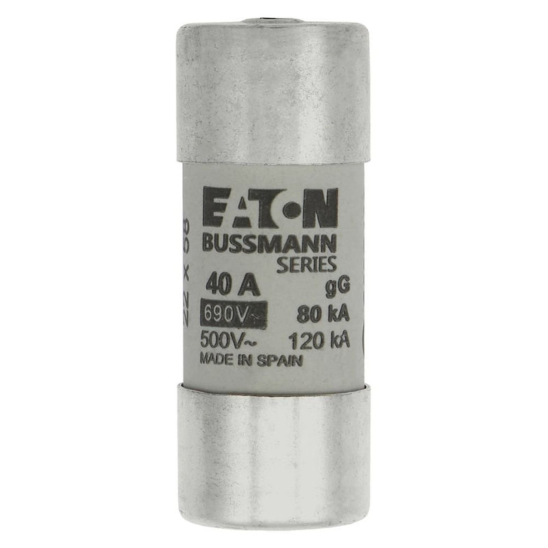 Eaton - Zylindrische Sicherung Sicherungseinsatz Nieders. CYL GG 22,#C22G40S 40A AC 690V 80kA − 10 Stück