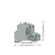 WAGO - Durchgangs-Reihenklemme Doppelstockklemme 2002-2208/099-000 Abschlussplatte,grau − 50 Stück