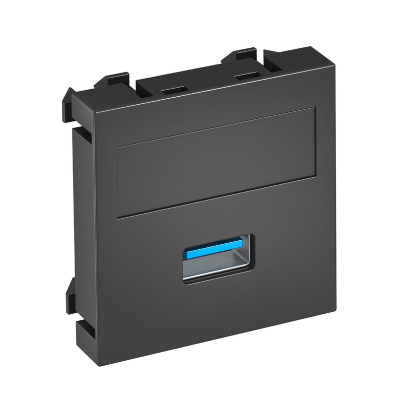 OBO Bettermann - Einsatz/Abdeckung für Kommunikationstechnik Multimediaträger USB 3.0A MTG-U3A S SWGR1 45x45mm sw-gr