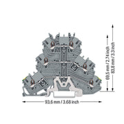 WAGO GmbH & Co. KG - Durchgangs-Reihenklemme Dreistockklemme 2000-3227 1mm²,gn-ge/gr − 40 Stück
