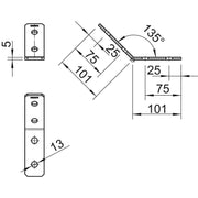 OBO Bettermann - Befestigungselement für Stiel/Profilschiene Verbindungswinkel GMS 4 VW 45 A2 101x101x40x4mm − 10 Stück