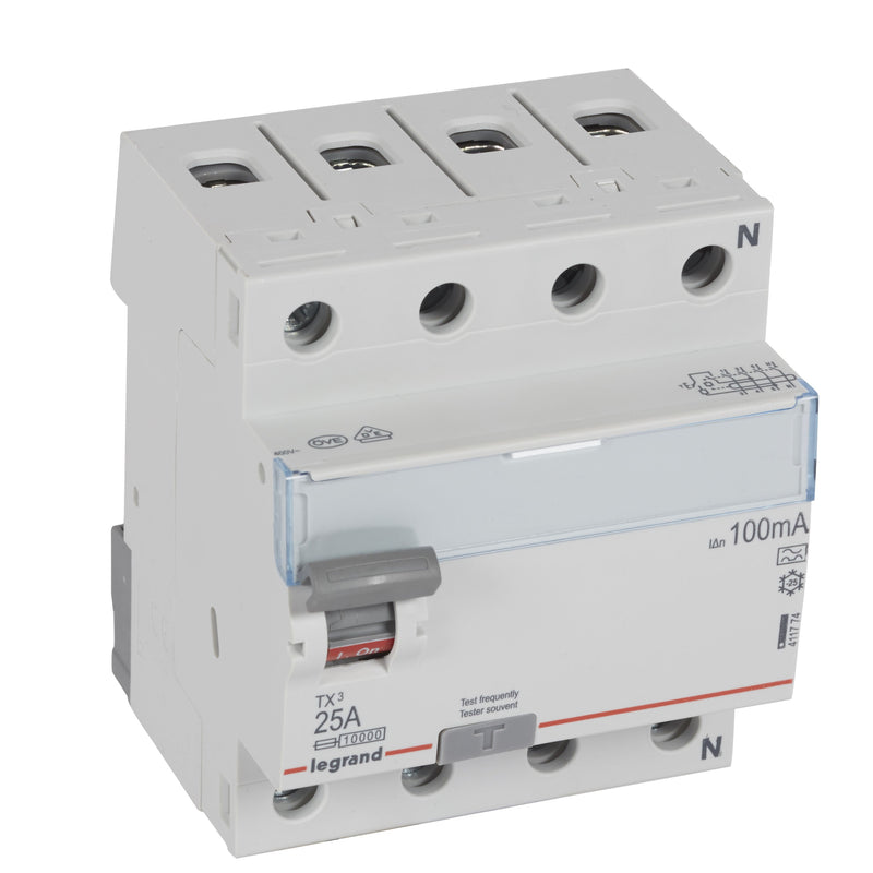 Legrand - Fehlerstrom-Schutzschalter Fehlerstromschutzschalter Legrand 411774 25A4pol,100mA,400VAC
