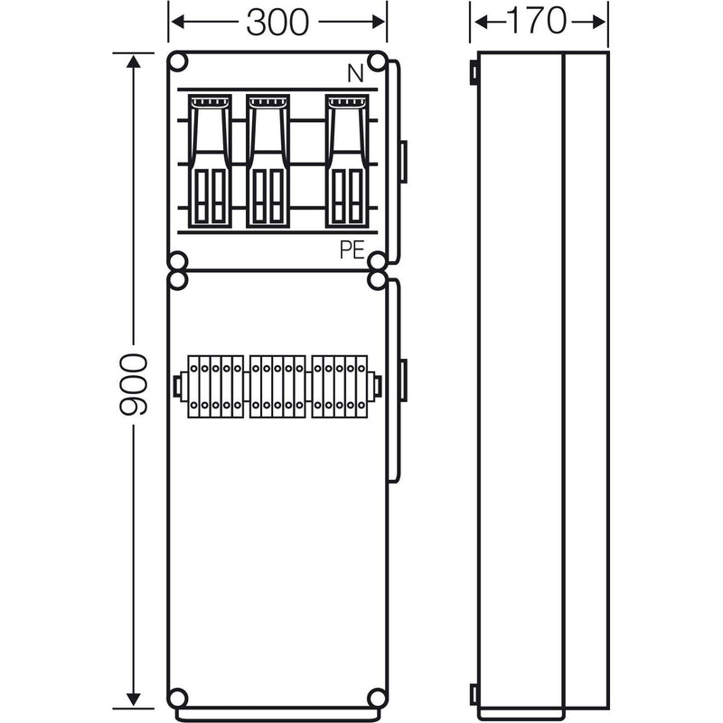 Hensel - Verteilerschrank für Energieversorgung Ladeverteiler Mi EV 43kW 0000 b. z. 3 Ladepunkte