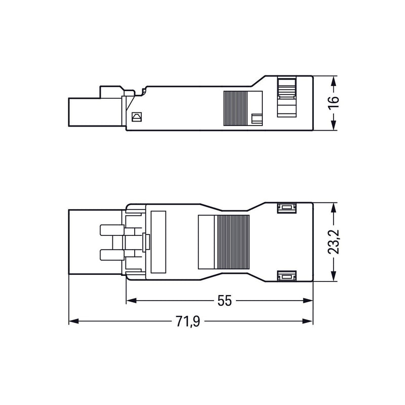 WAGO - Steckverbinder für steckbare Gebäudeinstallation Steck. m. Zugentlastungsg. 890-114 4-polig,schwarz − 50 Stück