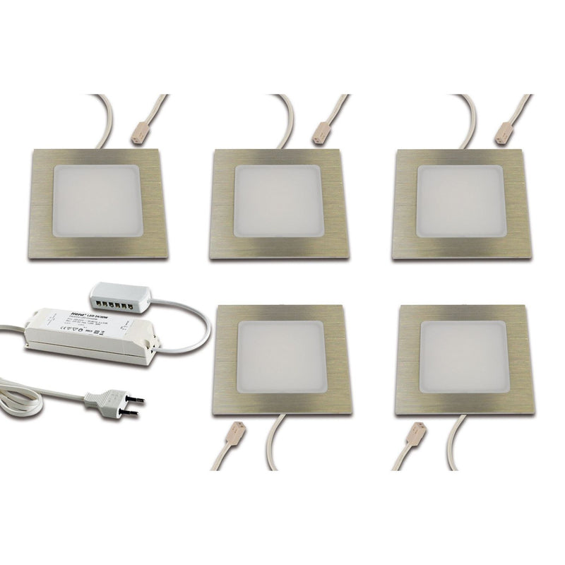 Hera - Downlight/Strahler/Flutlicht LED Einbauleuchte 5er - Set 5er Set #61060551003 nw, edelstahloptik