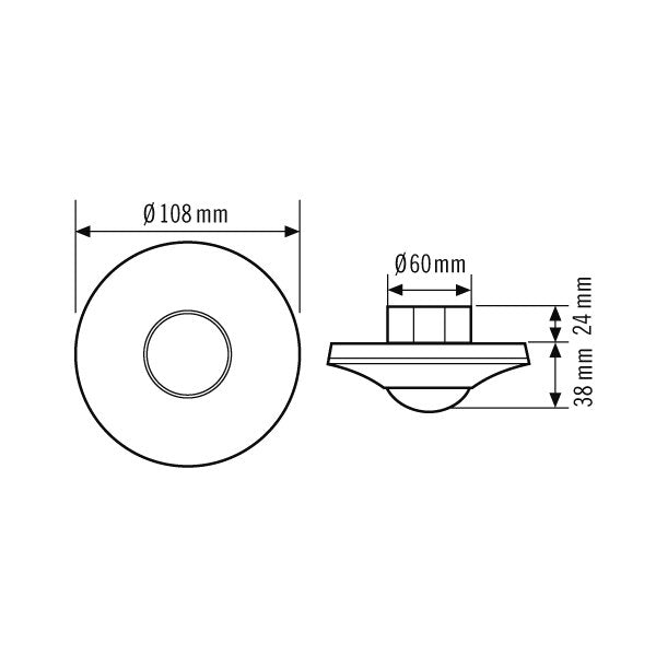ESYLUX - Bussystem-Bewegungsmelder Decken-Präsenzmelder PD-C 360i/8 ELC UP, 360 Grad