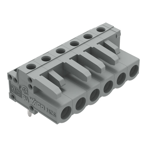 WAGO - Leiterplattensteckverbinder THT-Federleiste abgewink. 232-236 Rastermaß 5mm,grau − 50 Stück