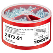 Kaiser - Zubehör/Ersatzteile für Dose/Gehäuse für Montage in der Wand/Decke Geräteschrauben-Box 2472-91 je 100 3,2x15/25/40