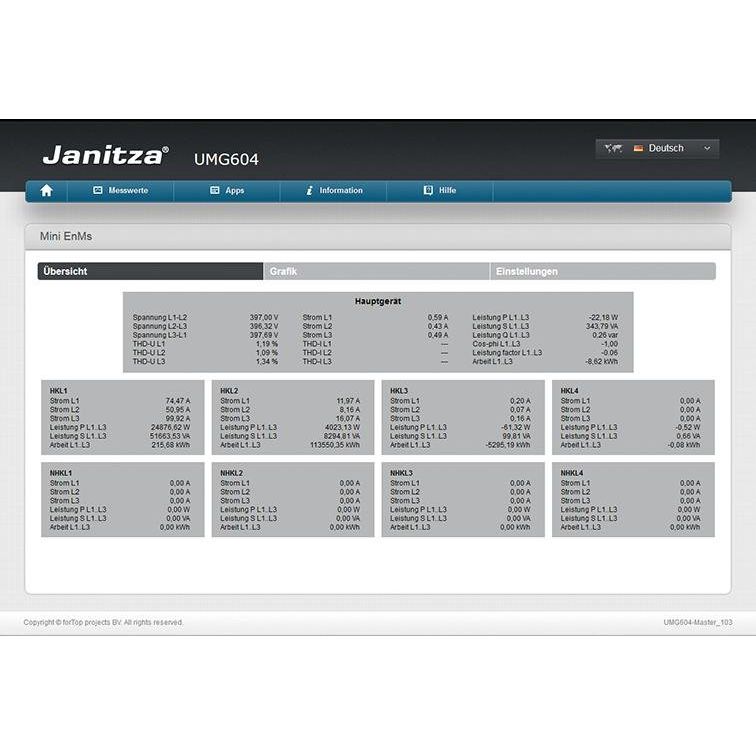 Janitza Electronic - Visualisierungs-Software APP Mini EnMS APP Mini EnMS
