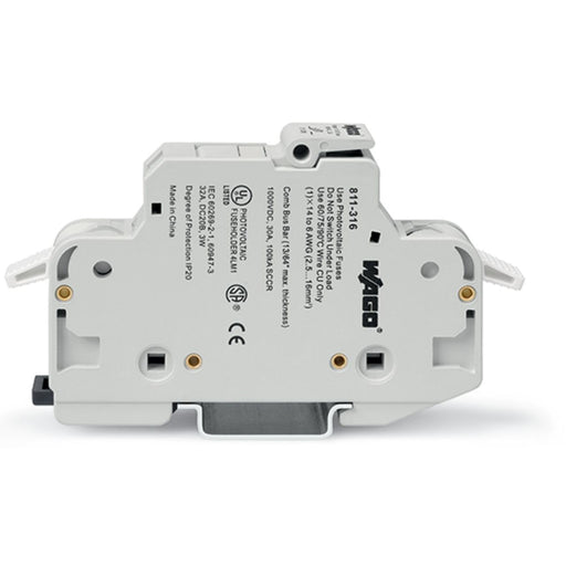 WAGO - Halter für zylindrische Sicherung 2-Leiter-Sicherungshalter 811-330 3-polig,lichtgrau − 4 Stück