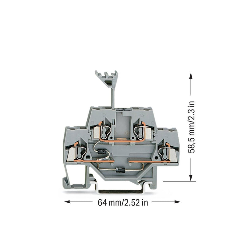 WAGO - Bauelement-Reihenklemme Doppelstock-Diodenklemme 280-941/281-492 2,5qmm − 50 Stück