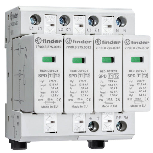 Finder - Blitzstromableiter für Energietechnik Kombiableiter Typ 1+2 7P.05.8.275.1012 f. 3ph. TN-S − 1 Stück by Finder
