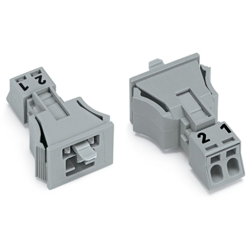 WAGO - Geräteanschluss für steckbare Gebäudeinstallation Snap-In-Stecker 890-752 2-polig,Kod. B,grau − 50 Stück