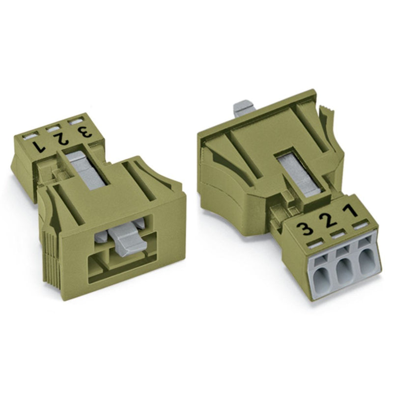 WAGO - Geräteanschluss für steckbare Gebäudeinstallation Snap-In-Stecker 890-773 3-polig,Kod. B,hgn − 50 Stück