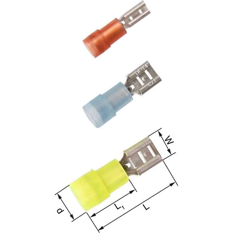 Elpress - Rund-/Flachsteckverbindung Isolierte Verbinder KA1503FLS8-PB − 100 Stück