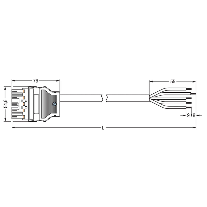 WAGO - Konfektionierte Leitung für steckbare Gebäudeinstallation konfekt. Anschlussleitung 771-8985/217-804 Eca,Stecker