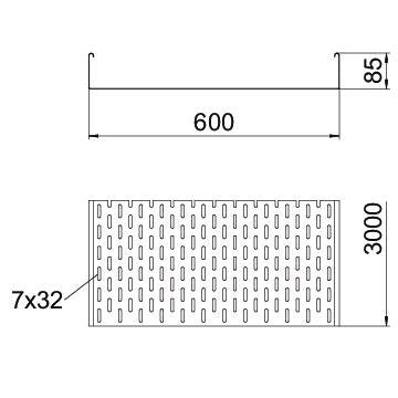 OBO Bettermann Vertr - Kabelrinne Kabelrinne SKS 860 FT 85x560mm − 3 Meter