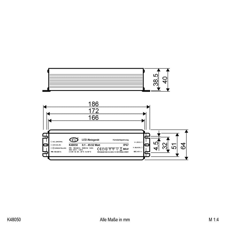 EVN Lichttechnik - LED-Betriebsgerät 48V/DC LED-Netzgerät K48050
