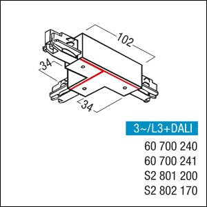 Zumtobel - Elektrisches Zubehör/Ersatzteile für Leuchten T-Verbinder 3ph ws S2 801200 Schutzl.lks.u.außen − 1 Stück