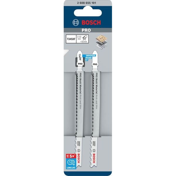 Bosch - Stichsägeblatt PRO Multi Material thick 2608655101VE(2) and thin T345XF − 10 Packung