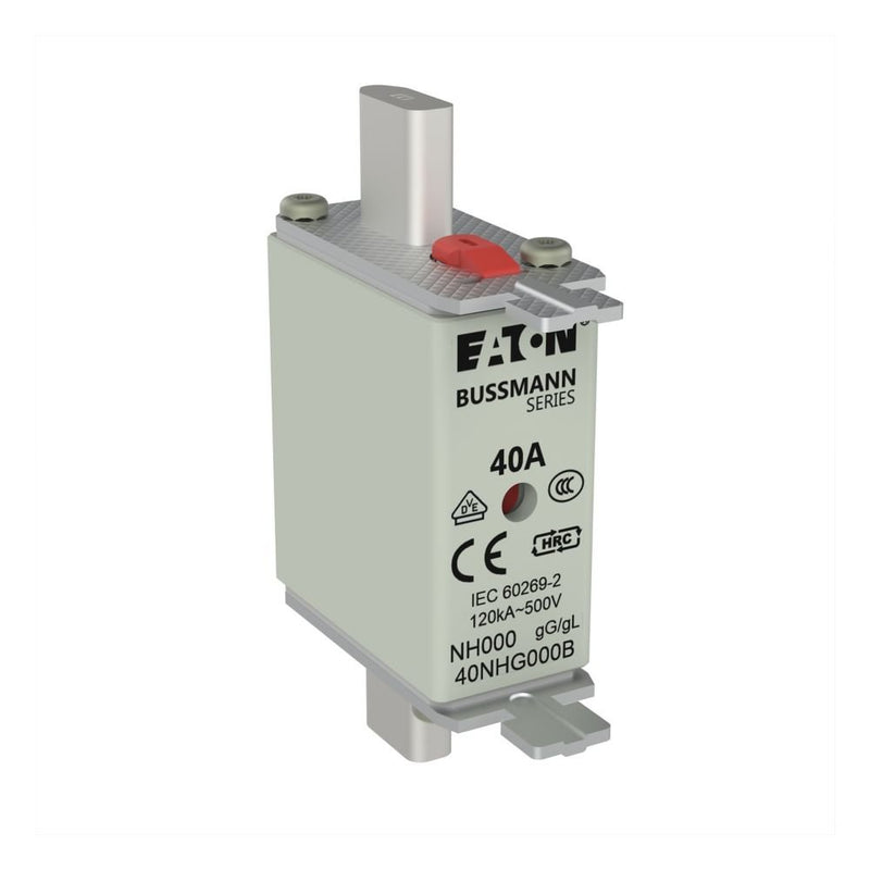 Eaton - Messersicherung Sicherungseinsatz Nieders. NH FUSE 40#40NHG000B 40A AC 500V 120kA − 3 Stück