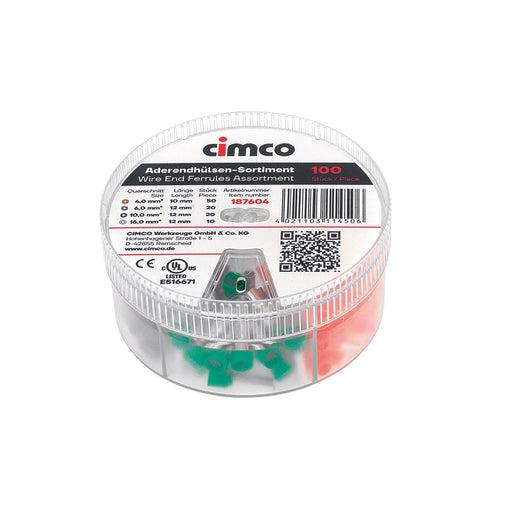 Cimco Werkzeuge - Sortimentskasten für Anschluss- und Verbindungstechnik Aderendhülsen-Streudose 187604 14-6-10-16mm²
