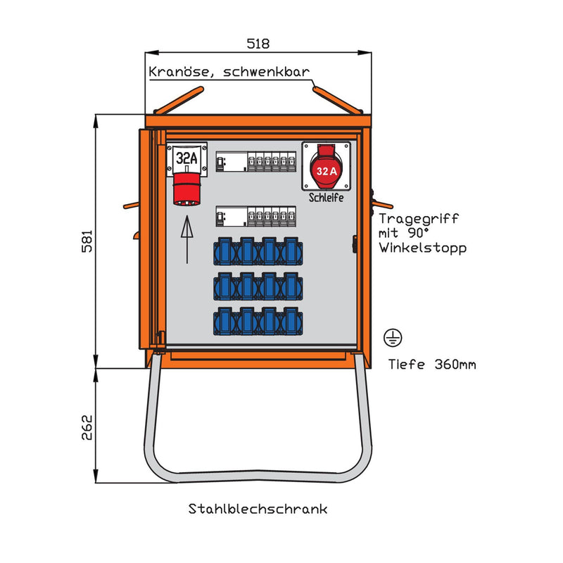 Walther Werke - Baustromverteiler Endverteiler WEV0786R1 22kVA