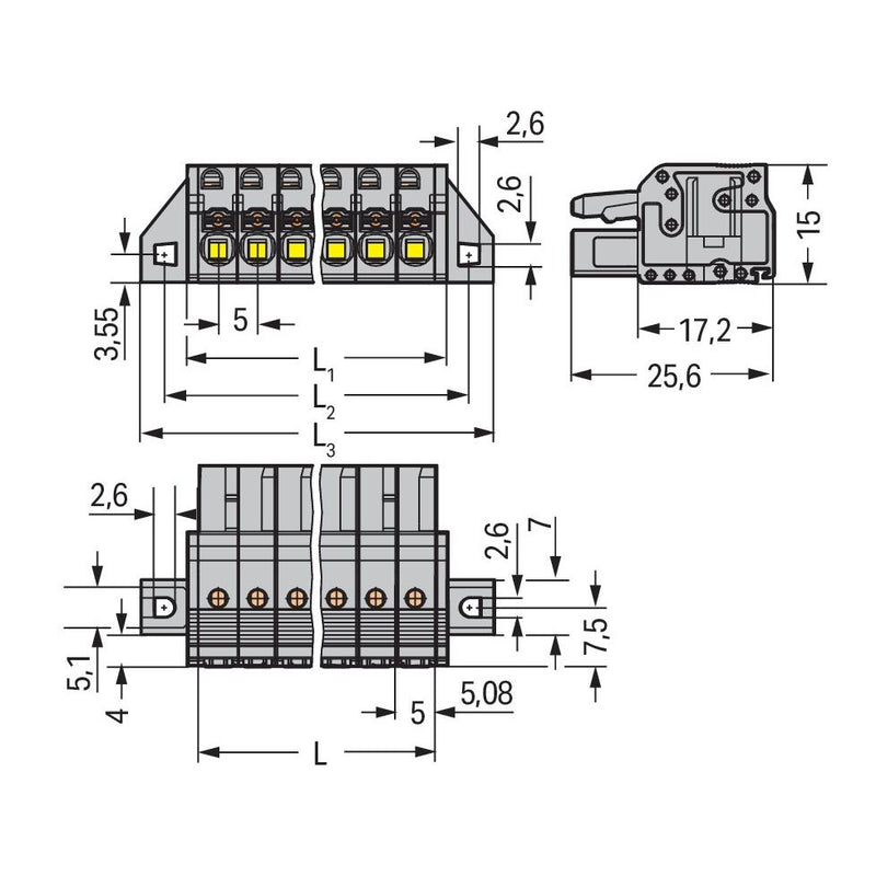 WAGO - Kabelsteckverbinder für Leiterplattensteckverbinder 1-Leiter-Federleiste 2231-118/031-000 Push-inCAGECLAMP,gr − 10 Stück