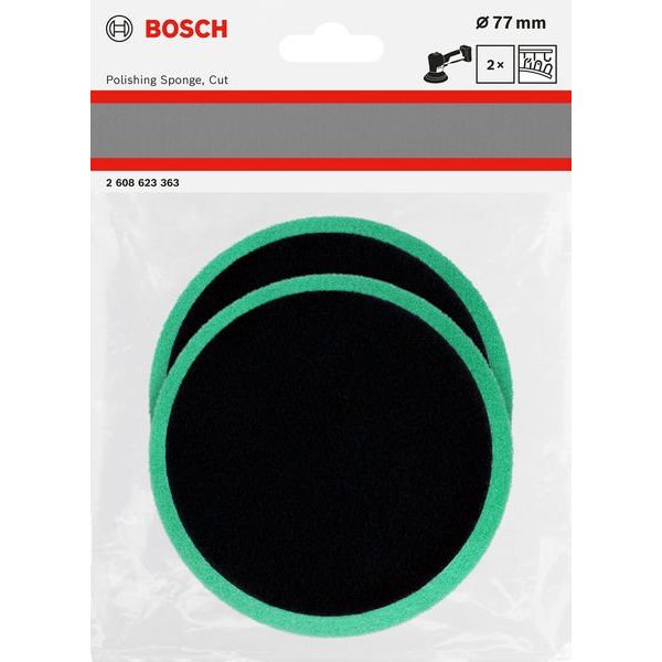 Bosch - Systemzubehör für Schleifen/Polieren (Akku/elektrisch/Druckluft) Polierschwamm, 77 mm, 2608623363(VE2) geschnitten, 2 Stk