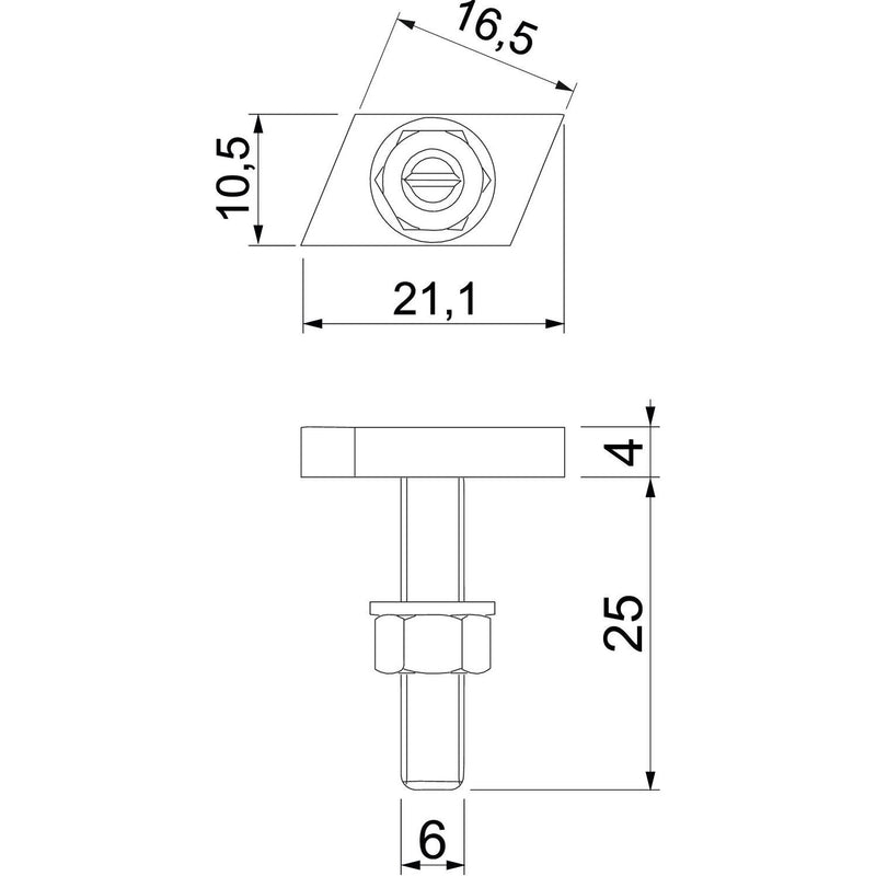 OBO Bettermann Vertr - Hammerkopfschraube Hammerkopfschraube CL20HB M6x25 ZL M6x25mm − 50 Stück