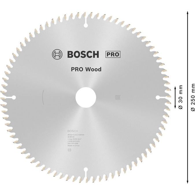 Bosch - Kreissägeblatt PRO Wood Kreissägeblatt, 2608640645 250 x 3,2 x 30 mm