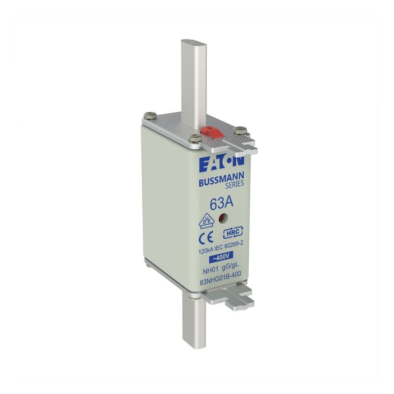 Eaton - Messersicherung Sicherungseinsatz Nieders. 63NHG01B-400 63A AC 400V 120kA − 3 Stück