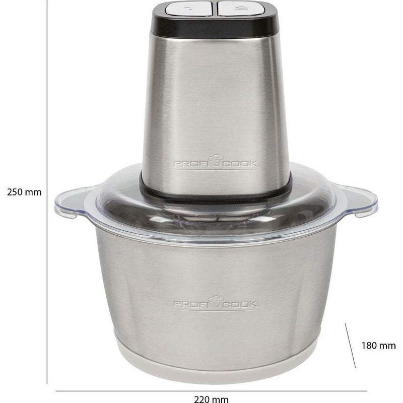 PROFICOOK - Zerkleinerer Multizerkleinerer PC-MZ 1227 inox Edelstahl-schwarz − 4 Stück