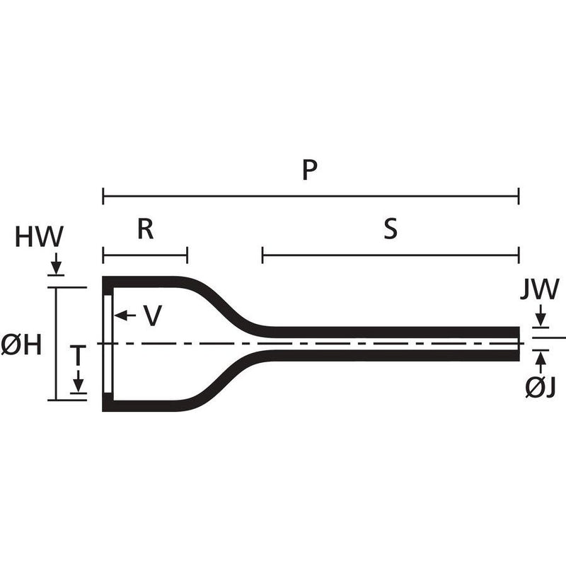 HellermannTyton - Aufteilkappe Warmschrumpfformteil 177-1-G PO-X BK Stecker gerade, sw