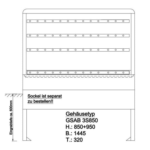 GSAB Elektrotechnik - Anschlussschrank Normkabelverteilerschrank 3S850K630 850x1445x332mm