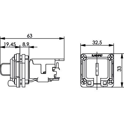 Telegärtner - Modularer Steckverbinder Einbauflansch IP67 100022952 mit AMJ-Modul Cat.6