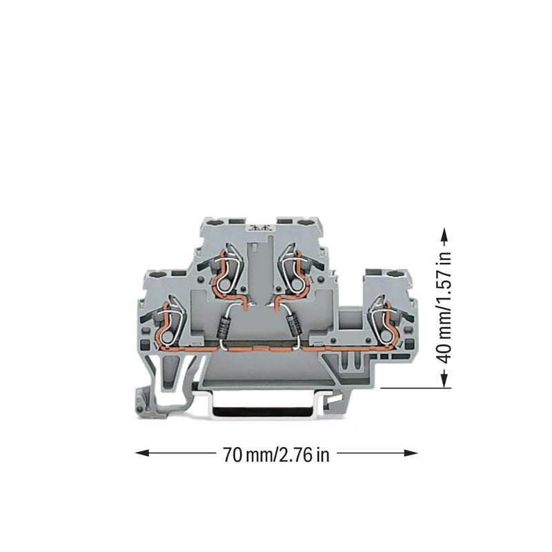 WAGO - Bauelement-Reihenklemme Bauelementklemme 870-542/281-487 2 Dioden 1N4007,grau − 50 Stück