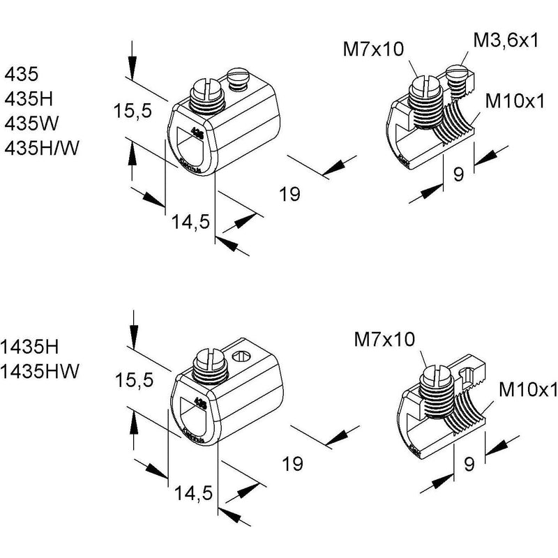 HKL - Scheibennippel für Leuchten Klemmhülse ws 1435HW − 100 Stück