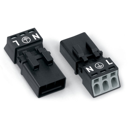 WAGO - Steckverbinder für steckbare Gebäudeinstallation Steckerteil 890-213 3pol. sw − 50 Stück