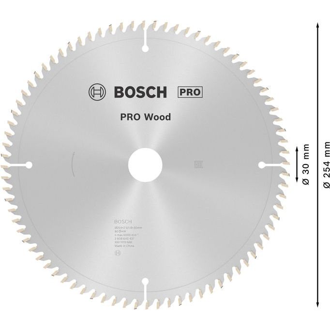 Bosch - Kreissägeblatt PRO Wood Kreissägeblatt, 2608640437 254 x 2,5 x 30 mm