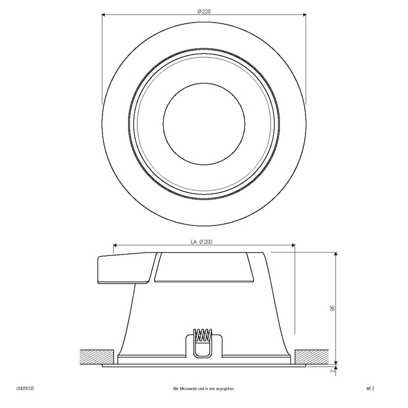 EVN Lichttechnik - Decken-/Wandleuchte LED-Einbauleuchte IP54 L54250125 3000K, 4000K, 5700K