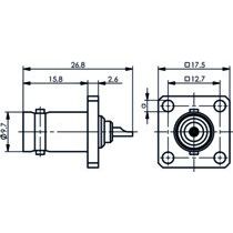 Telegärtner - Koax-Steckverbinder BNC-Einbaubuchse m.Flansch 100023398 UG-290/U, 50 Ohm − 5 Stück
