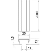 OBO Bettermann - Stiel/Profilschiene Profilschiene CL2512UP2000A2 V2A − 2 Meter